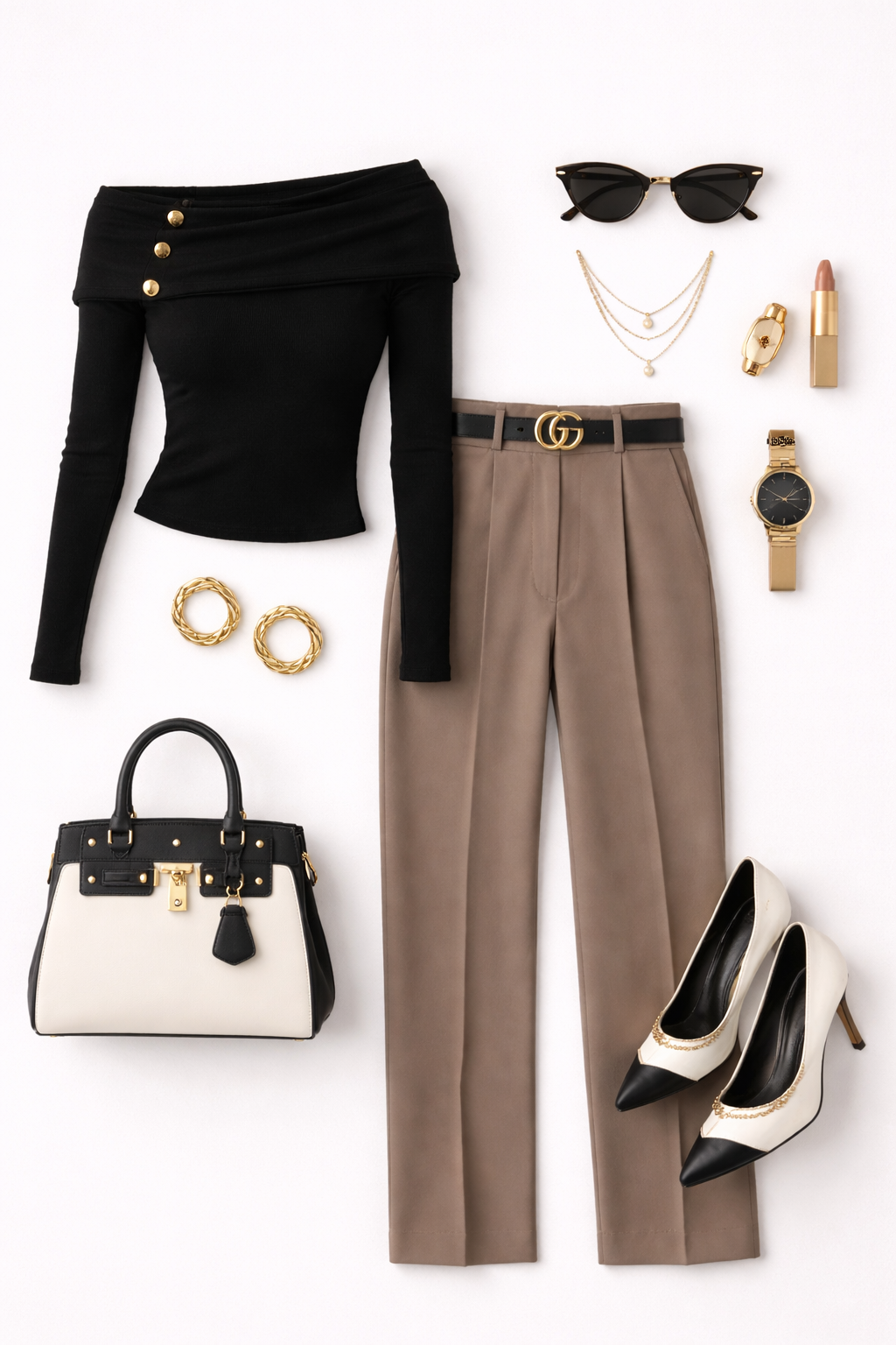 Curated outfit flatlay